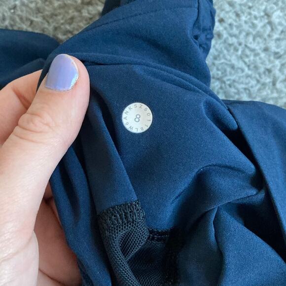 Lululemon Pants 8 Medium Cropped Pull On Stretch Pocket Navy Blue High Rise - Picture 5 of 13
